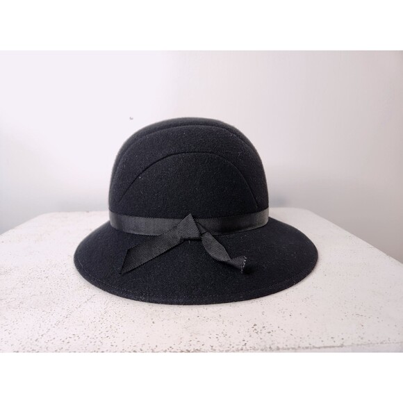Vintage Black Wool Felt Hat -Made in USA Fedora Hat - Womens Wool Hat - Picture 8 of 10